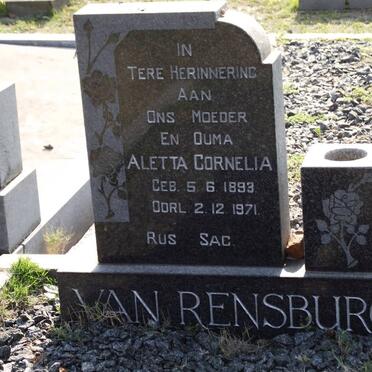 RENSBURG Aletta Cornelia, van 1893-1971