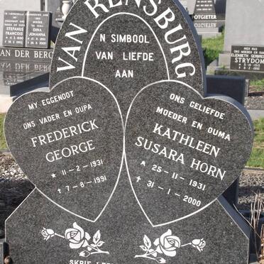 RENSBURG Frederick George, van 1931-1991 &amp; Kathleen Susara HORN 1931-2000