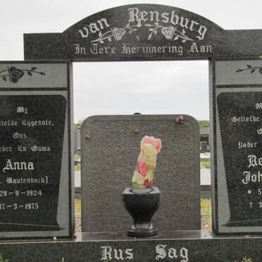 RENSBURG Anna Louisa E., van nee RAUTENBACH 1924-1975 &amp; Renier Johannes 1925-1980