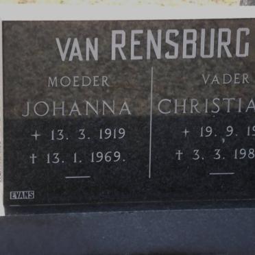 RENSBURG Johanna, van 1919-1969 &amp; Christiaan 1919-1980