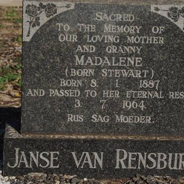 RENSBURG Madalene, janse van nee STEWART 1887-1964