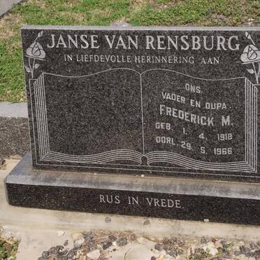 RENSBURG Frederick M., janse van 1918-1966