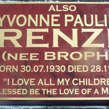 RENZE Yvonne Pauline BROPHY 1930 - 2011