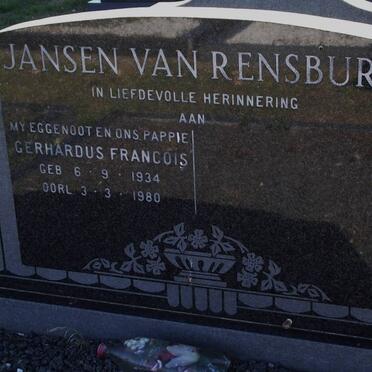 RENSBURG Gerhardus Francois, jansen van 1934-1980