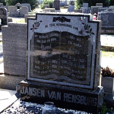 RENSBURG Daniel Jacobus, jansen van 1904-1966 &amp; Hilda 1910-1996