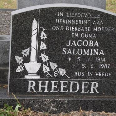 RHEEDER Jacoba Salomina 1914-1987