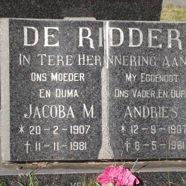 RIDDER Jacoba M., de 1907-1981 &amp; Andries 1907-1981