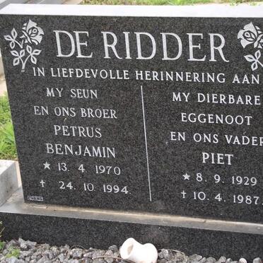 RIDDER Petrus Benjamin, de 1970-1994 :: RIDDER Piet, de 1929-1987