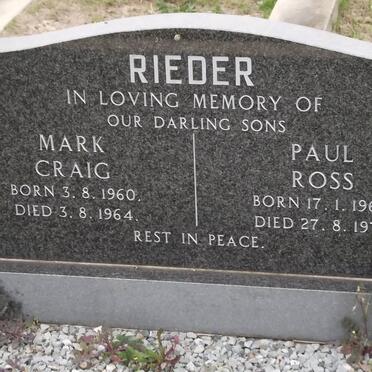 RIEDER Mark Craig 1960-1964 :: RIEDER Paul Ross 1966-1971