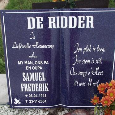 RIDDER Samuel Frederik, de 1941-2004