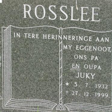 ROSSLEE Johannes Jurgens 1932-1999