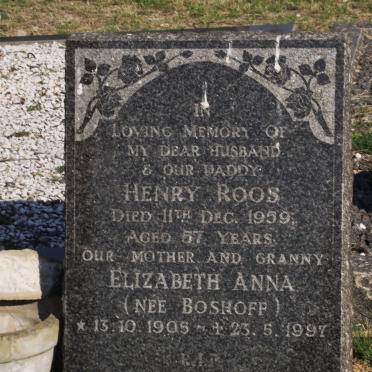 ROOS Henry -1959 &amp; Elizabeth Anna BOSHOFF 1950-1997
