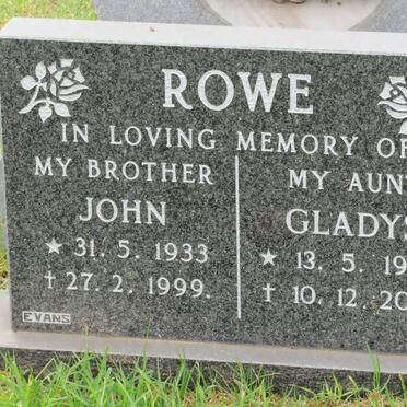 ROWE John 1933-1999 &amp; Gladys 1932-2005
