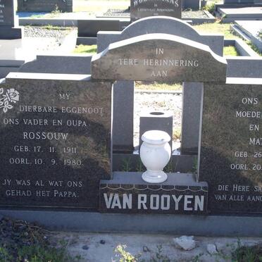 ROOYEN Rossouw, van 1911-1980 &amp; Matilda Henrieta M. 1920-2004