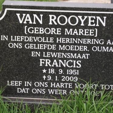 ROOYEN Francis, van nee MAREE 1951-2009