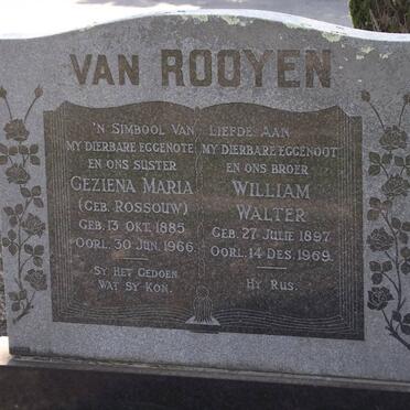 ROOYEN Geziena Maria, van nee ROSSOUW 1885-1966 &amp; William Walter 1897-1969