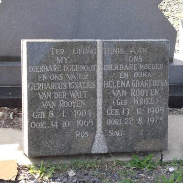 ROOYEN Gerhardus Ignatius Van Der Walt, van 1904-1965 &amp; Helena Charlotta KRIEL 1905-1975