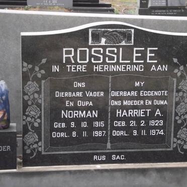 ROSSLEE Norman 1915-1987 &amp; Harriet A. 1923-1974