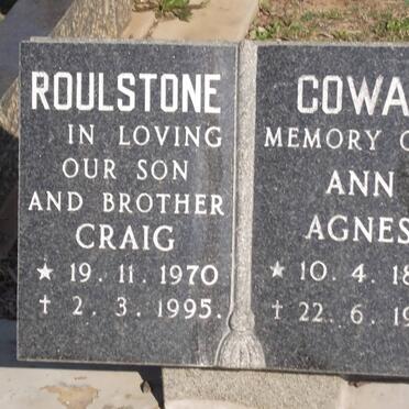 ROULSTONE Craig 1970-1995 :: COWAN Ann Agnes 1884-1967