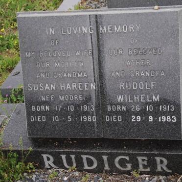 RUDIGER Rudolf Wilhelm 1913-1983 &amp; Susan Hareen MOORE 1913-1980