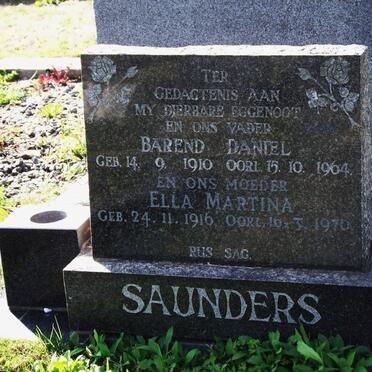 SAUNDERS Barend Daniel 1910-1964 &amp; Ella Martina 1916-1970