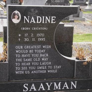 SAAYMAN Nadine nee CRICHTON 1970-1995