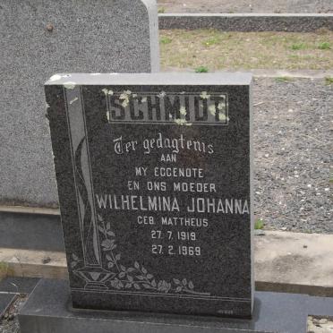 SCHMIDT Wilhelmina Johanna nee MATTHEUS 1919-1969