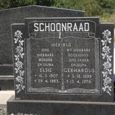 SCHOONRAAD Gerhardus 1899-1978 &amp; Elsie 1907-1983