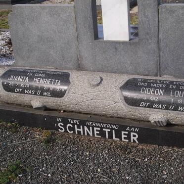SCHNETLER Gideon Louis 1912-1977 &amp; Juanita Henrietta 1920-1978