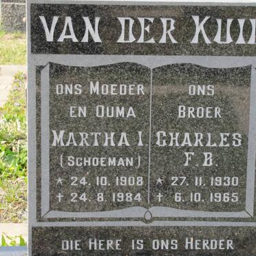 SCHOEMAN Martha I. formerly VAN DER KUIL 1908-1984 :: KUIL Charles F.B., van der 1930-1965