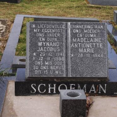 SCHOEMAN Wynand Jacobus 1948-1988 &amp; Madelaine Antionette Marie 1944-2010