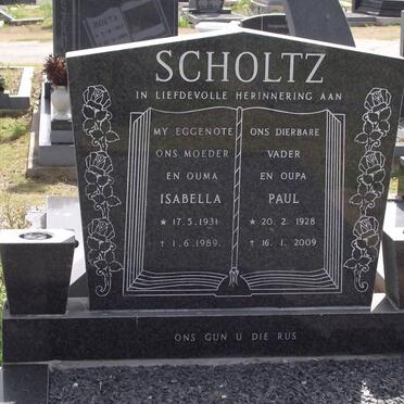 SCHOLTZ Paulus S. K. 1928-2009 &amp; Isabella 1931-1989
