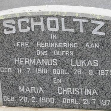 SCHOLTZ Hermanus Lukas 1910-1972 &amp; Maria Christina 1900-1972
