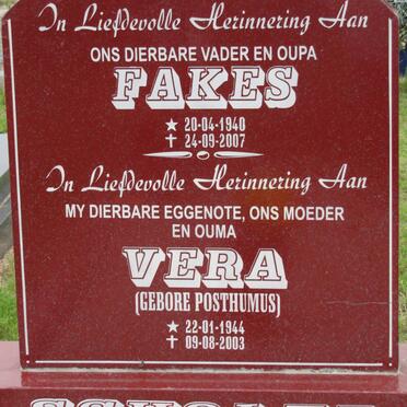 SCHOLTZ Daniel J. 1940-2007 &amp; Jacoba Veronica POSTHUMUS 1944-2003