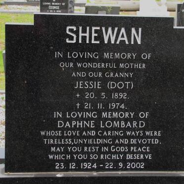 SHEWAN Jessie 1892-1974 :: LOMBARD Daphne 1924-2002