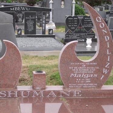 SHUMANE Qondilizwi Malgas 1927-1999