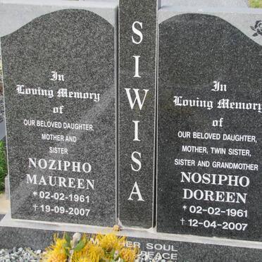 SIWISA Nozipho Maureen 1961-2007 :: SIWISA Nosipho Doreen 1961-2007.