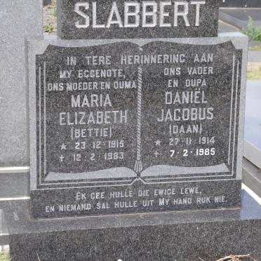 SLABBERT Daniel Jacobus 1914-1985 &amp; Maria Elizabeth 1915-1983