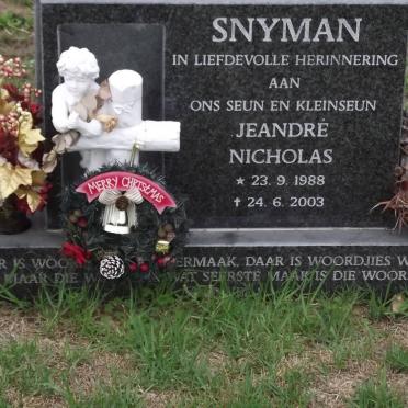 SNYMAN Jeandré Nicholas 1988-2003