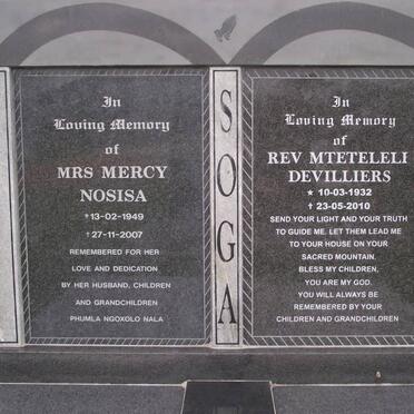 SOGA Mercy Nosisa 1949-2007 :: SOGA Mteteleli Devilliers 1932-2010