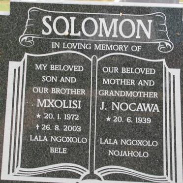 SOLOMON Mxolisi 1972-2003 :: SOLOMON Nocwa J. 1939-2008
