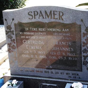 SPAMER Francis Johannes 1895-1979 &amp; Gertruida Etresia 1897-1966