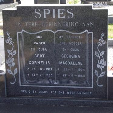 SPIES Gert Cornelis 1917-1993 &amp; Georgina Magdalene 1924-1988