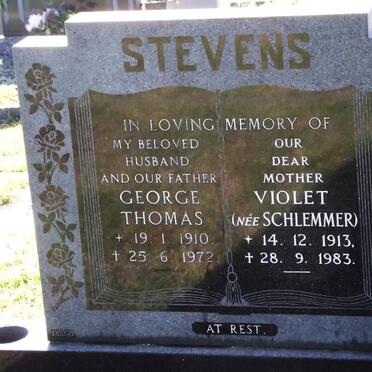 STEVENS George Thomas 1910-1972 &amp; Violet nee SCHLEMMER 1913-1983