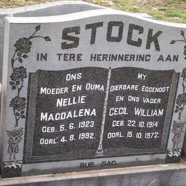 STOCK Cecil William 1914-1972 &amp; Nellie Magdalena 1923-1992