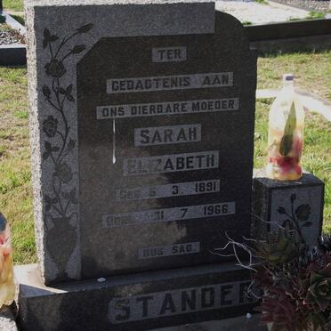 STANDER Sarah Elizabeth 1891-1966