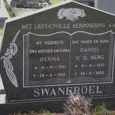 SWANEPOEL Daniel V.D. Berg 1930-2002 &amp; J.J. 1931-1992