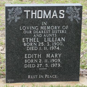 THOMAS Ethel Lillian 1900-1974 :: THOMAS Edith Mary 1909-1979