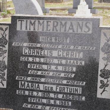 TIMMERMANS Cornelis Gerrit 1907-1959 &amp; Maria FORTUIN 1910-1985