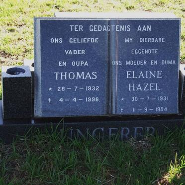 UNGERER Thomas 1932-1996 &amp; Elaine Hazel 1931-1994